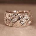 Silver Woven Leaf Openwork Band Marquise Clear CZ Fashion Ring view 1