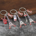 Paris Eiffel Tower Metal Keychain With Four Accent Charm Styles view 1