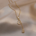 Gold Rhinestone Hollow Gourd Y-Drop Necklace Single Style view 2