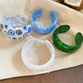 Acrylic Open Cuff Bangles Blue Green White Eye Print view 2