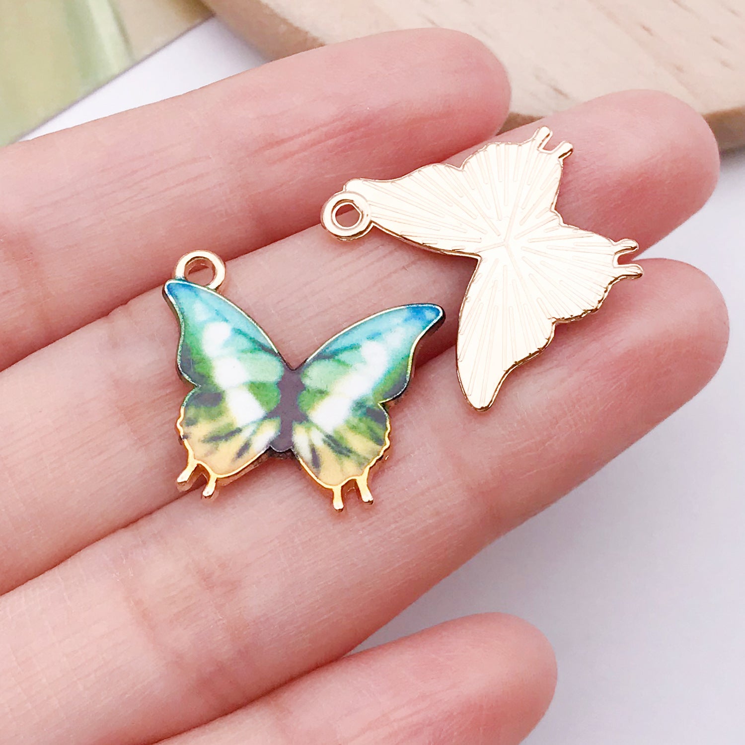 Enamel Zinc Alloy Butterfly Charm Pendant for DIY Bracelets Necklaces Keychains