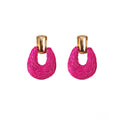 Five Color Wrapped Cord Open Oval Statement Stud Earrings view 8