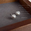 Silver Tone Gray Pearl Clear Stone Halo Stud Earrings For Women view 3