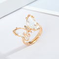 Gold Tone Butterfly Crystal Adjustable Open Rings in Ten Colors view 5