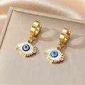 Gold Huggie Shell Eye Drop Earrings 7 Iris Frame Styles view 11