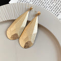 Faceted Teardrop Metal Earrings in Four Gold and Silver Finishes view 7