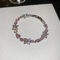 Silver Flower Crystal Tennis Bracelets Blue Yellow Pink Purple view 8