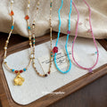 Pearl Long Tassel or Blue Pink Seed Bead Necklace Styles view 2