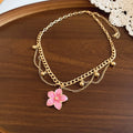 Gold Enamel Flower Necklace Bracelet And Earring Pieces view 10