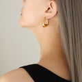 Gold Thick U Shape Chunky Hoop Earrings Small Large Sizes view 6
