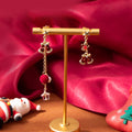 Mismatched Bell Star and Fuzzy Ball Long Dangle Earrings view 2