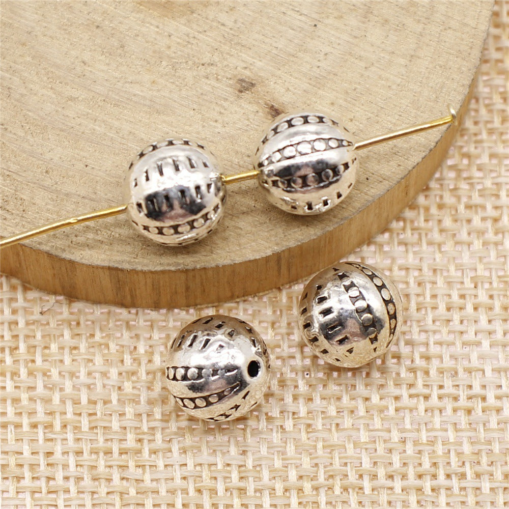 9x10x10mm 3g Antique Silver Zinc Alloy Carved Pattern Small Hole Spacer Beads for DIY Jewelry Making