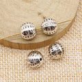 Antique Silver Openwork Round Barrel Bead for Jewelry Making view 2