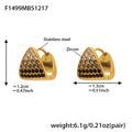 Triangle Pave Zircon Huggie Hoop Earrings Multicolor Gold Steel view 11