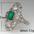 Vintage Openwork Emerald-Cut Green Stone Cocktail Ring view 5