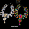 Statement Multi Row Rhinestone Collar Heart Drop Two Colors view 2