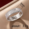 Triple-Row Pave Full Eternity Wide Band Ring Silver Tone view 4