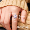 Purple Marquise Solitaire Three-Stone Open Ring In Silver Tone view 4
