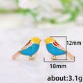 Gold Tone Colorful Bird Stud Earrings With Enamel Finish view 5