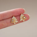 Clear Stone Christmas Tree Stud Earrings In Two Metal Tones view 1