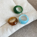 Resin Chunky Dome Ring Three-Piece Sets Brown Beige Blue Green view 8