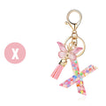 Glitter Resin Letter Keychain with Butterfly Charm and Tassel view 3