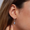Silver Tone Gray Faux Pearl Drop Earrings With Tapered Hooks view 4