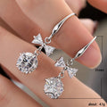 Silver Tone Bow and Round Stone Hook Earrings Jewelry Pair view 2