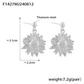 Textured Sunflower Drop Earrings Gold Or Steel Finish view 6