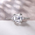 Silver Tone Emerald Cut Clear Stone Slim Pavé Band Ring view 4
