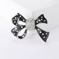 Polka Dot Bow Brooch with Crystal Center in Four Colors view 3