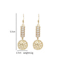 Gold Baguette Crystal Hollow Filigree Ball Drop Earrings view 5