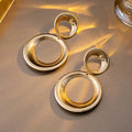Textured Gold Double Open Ring Statement Stud Earrings view 2