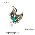 Antique Gold Butterfly Brooch with Crystal Wings and Pearl Drop view 6