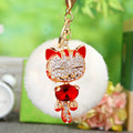 Jeweled Fortune Cat Keychains with Fifteen Pom Pom Color Combinations view 7