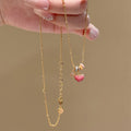 Pink Enamel Heart Pendant Necklace Decorative Jewelry Design view 6