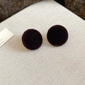 Flocked Round Button Stud Earrings in Three Colors view 6