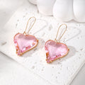 Faceted Heart Crystal Drop Earrings Gold Hooks 6 Colors view 3