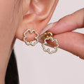 Clover Openwork Zircon Necklace Bracelet Stud Earrings Set view 4
