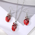 Silver Tone Anatomical Heart Necklace and Hook Earring Options view 2