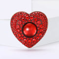 Crystal Heart Brooch With A Domed Pearl-Like Center Surrounded By Dense Crystals view 3