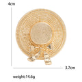 Gold Tone Woven Texture Hat Brooch Ribbon Bow Detail Style view 5