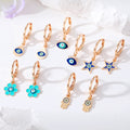 Rose Gold Tone Evil Eye Huggie Drop Earrings in Five Designs view 1