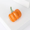 Orange Enamel Pumpkin Brooch Green Stem Rhinestone Pin view 2
