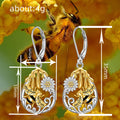 Two Tone Bee Daisy Teardrop Lever Back Drop Earrings Metal view 4