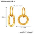 Gold Asymmetric Hammered Oval and Round Hoop Earrings view 6