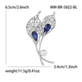 Calla Lily Crystal Brooch in Blue Silver and Red Gold view 6