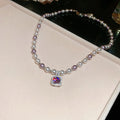 Lavender Pearl Purple Zircon Pendant Necklace Set Styles view 6
