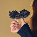 Plaid Ruffle Bow Banana Hair Clip Crystal Ribbon 2 Colors view 4
