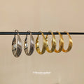 Gold Tone Textured Crossover Multi Band Open Hoop Earrings view 4